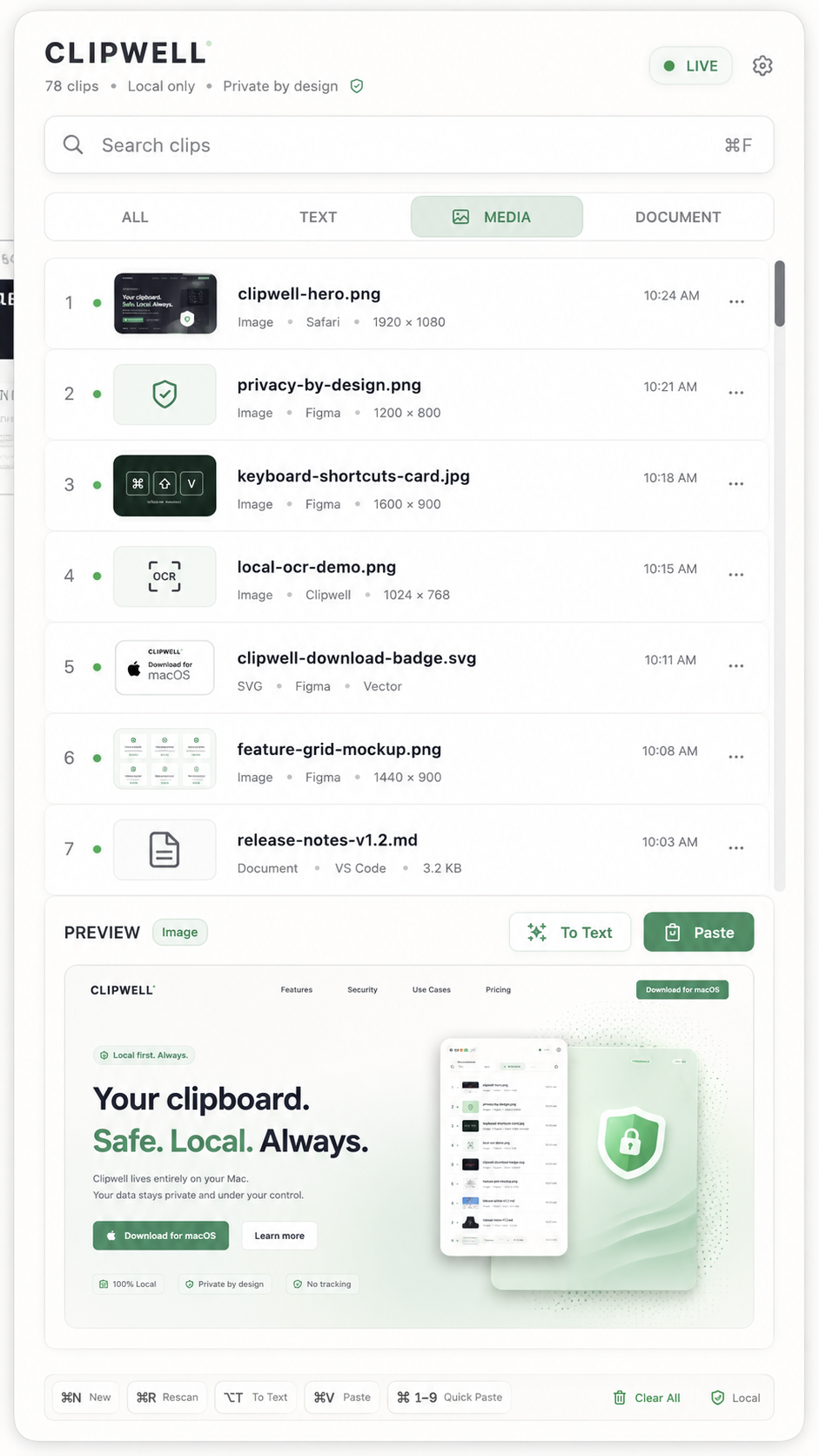 Clipwell App Mockup